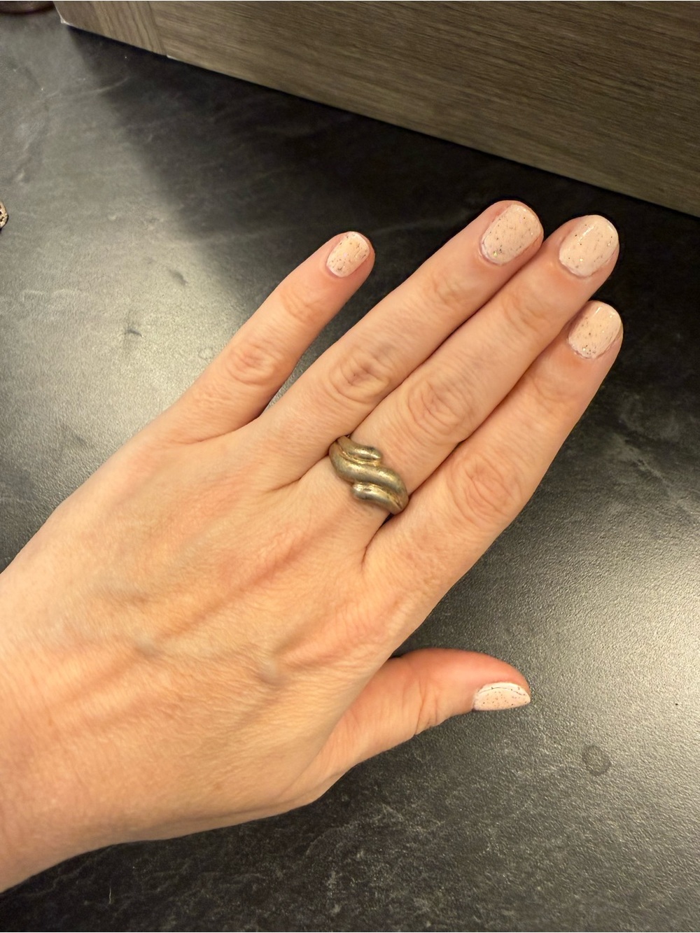 Twisted Sculptural Band Ring in sterling silver  Gold Tone